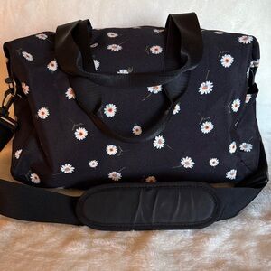 Alice + Olivia Daisy Print Weekender Travel Duffel Bag Black Floral